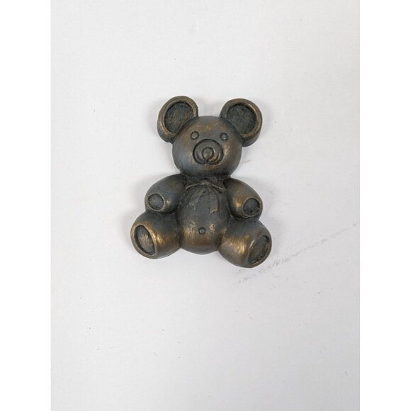 Homco 2 1/2" Teddy Bear Wall Plaques 3 Piece Blue & Gold Antiqued Finish #7505 - Picture 3 of 8